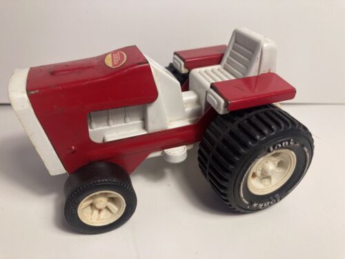 Vintage Metal & Plastic Tonka Red Tractor w/ Hitch ~ 4 1/8" x 2 1/2" - Picture 3 of 6