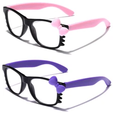Hello Kitty BABY SUNGLASSES Infant Toddler Bow Tie Clear Lens Girls Boys Glasses