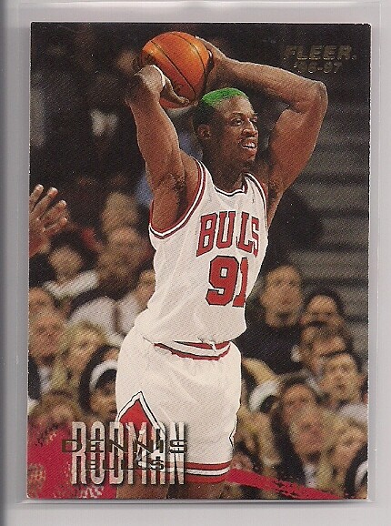 1996-97 DENNIS RODMAN FLEER #16 *GREEN HAIR* CHICAGO BULLS DETROIT