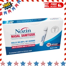 Nozin Nasal Sanitizer Antiseptic Popswab Ampules 10ct Pack,Kills 99.99% of Germs