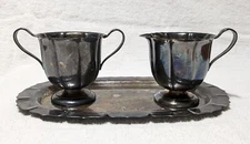 Early American International Silver Company 2424 Creamer, Sugar Bowl, and Tray