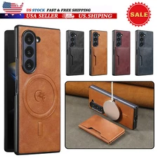 For Samsung Galaxy Z Fold 6 5 4 3 Detachable Wallet Magnetic Leather Retro Case