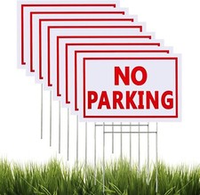 8 Pack No Parking Signs, 8 x 12 Inches Corrugated Plastic 8 x 12 Inches, red