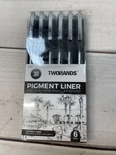 TWOHANDS Micro Pigment Liners , Art Fineliner Ink 6 Count (Pack of 1), Black