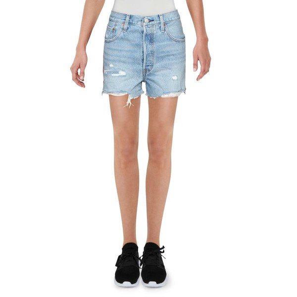 Levi's Womens 501 Blue High Rise DESTROYED Cutoff Denim Shorts 28 BHFO 9147 for sale online | eBay