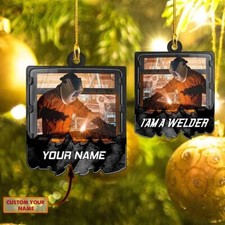 Personalized Welder Ornament, Custom Helmet And Gloves Welding Protective Gear C