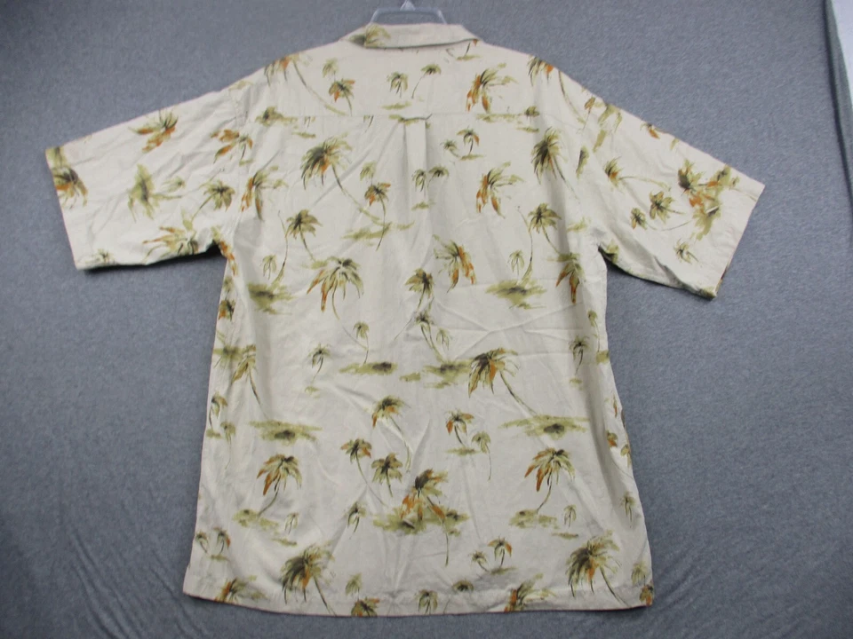 Camisa Columbia XL Para Hombre Palmera Manga Corta Mezcla Seda Playa Foto 4 de 4