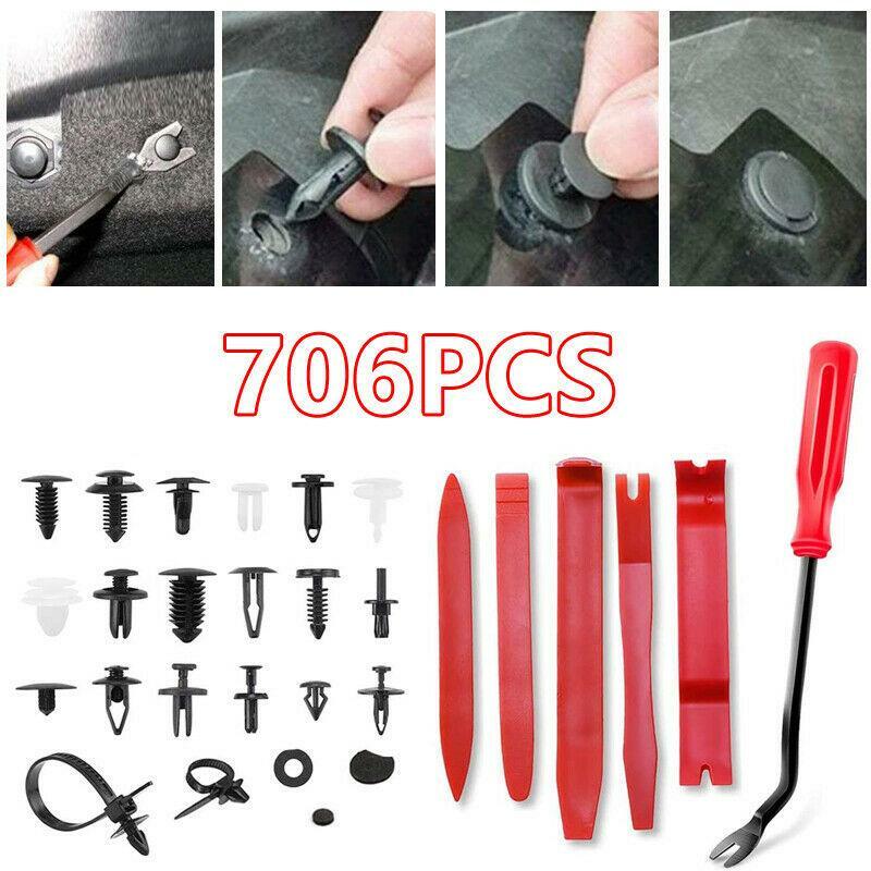 706pcs Tools Clips Car Body Push Pin Fender Bumper Fasteners Rivet Screwdriver