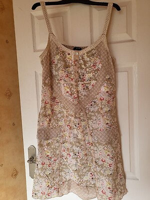 JEST Dress Size 10 Eu 38 100% Cotton Rouged Section On Back Lots Of Detail CPics