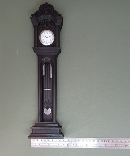 RELOJ ABUELO 13" NEGRO funcionando MUEBLE MUÑECA REGENCIA ESCALA 1/6 PARA BARBIE - Imagen 7 de 7