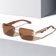 Fashion Luxury Rimless Square Sunglasses Mens Women Retro Hip Hop Shades Glasses