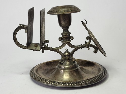 Antique Art Nouveau WMF Silver Plated Pocket Watch Stand Candle Match Box Holder - Picture 5 of 15