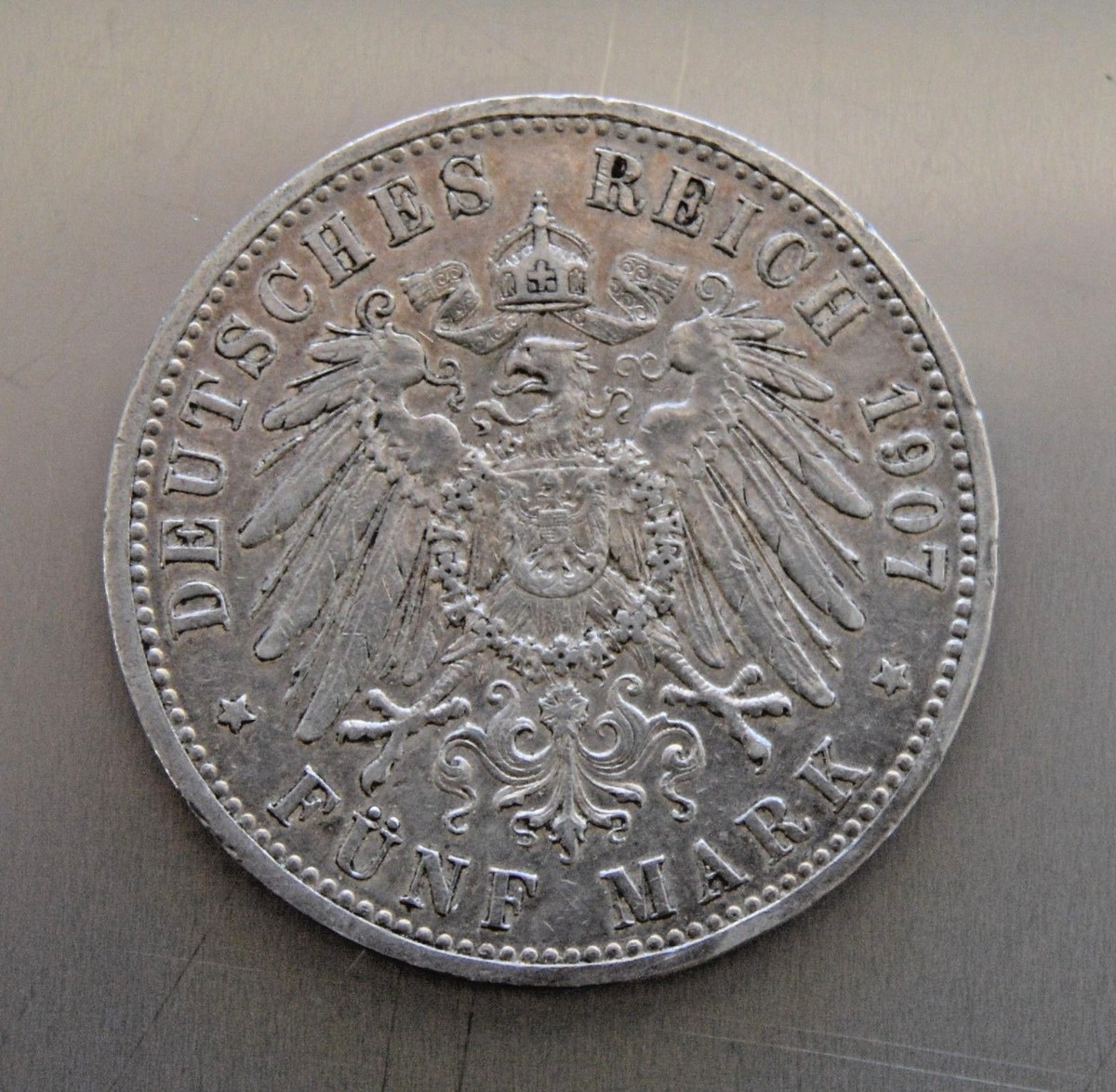 1907-A (Five) Funf Mark ~ Deutsches Reich 90% Silver | eBay 1907-A (Five) Funf Mark ~ Deutsches Reich 90% Silver | eBay