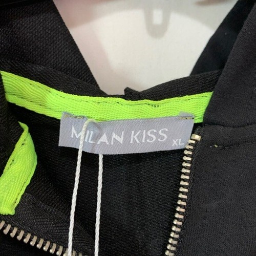 Milan Kiss Womens Half Zip Sweatshirt Hoodie in Black & Silver Metallic Size XL - Picture 4 of 8