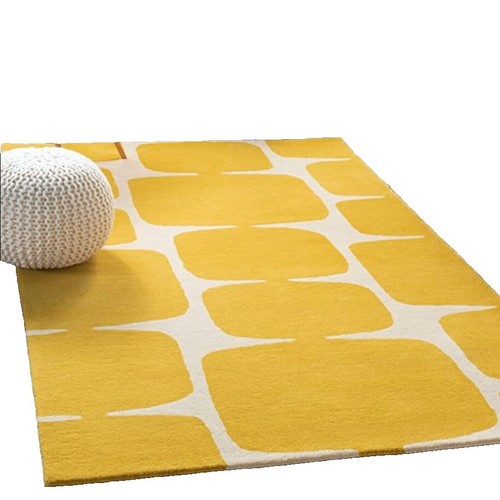 World Rug Gallery Modern Geometric Boxes Area Rug - Yellow 5' X 7