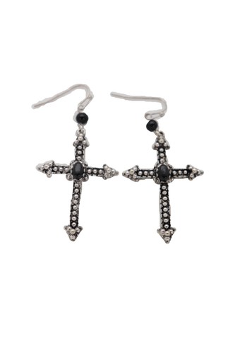 Grandi Orecchini A Croce Gioiello Gotico Tono Argento, Orecchini A Croce, Croce Floreale, Gotico, Strega, Gioielli Da Vampiro, Croce Grande - Foto 9