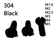 Black 304 Stainless Steel Slotted Countersunk Flat Head Screws M1.6 M2 M3 M4 M5