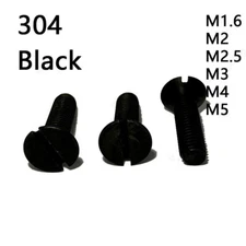 Black 304 Stainless Steel Slotted Countersunk Flat Head Screws M1.6 M2 M3 M4 M5