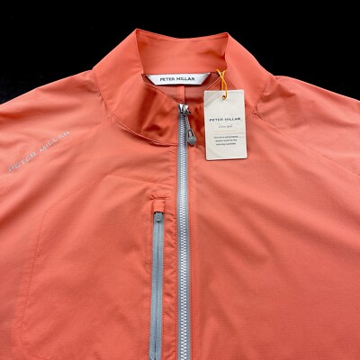 Peter Millar Crown Sport Hyperlight Windbreaker Full Zip Jacket Orange LRG $170