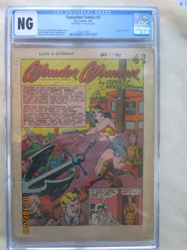 SENSATION COMICS # 3 - CGC GRADED MARCH 1942 ISSUE - 4TH APP OF WONDER WOMAN