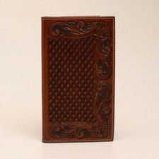 A3544208 Ariat Men's Rodeo Basket Weaved Floral Embossed Wallet NEW