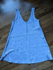 Vintage "Private Luxuries" Satin Floral Nightgown Silver Small 1990s USA MADE
