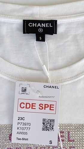 NWT 23C 2023 CHANEL WHITE MIAMI CROISIERE CRYSTAL TEE T-SHIRT TOP S - Picture 6 of 15