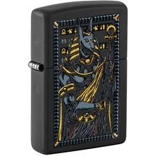 Zippo Windproof Lighter Egyptian God Anubis Design Black Matte Finish 46245