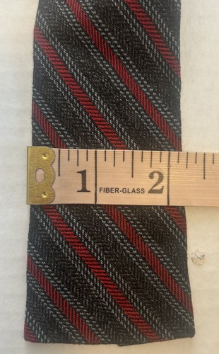 Vintage 50er 60er Jahre HABANDS TY TWEED grau ANTHRAZIT rot STREIFEN eckig - Bild 10 von 10