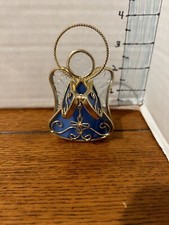 Stained Glass Angel votive tealight Blue/Clear 3.5  Tall Christmas