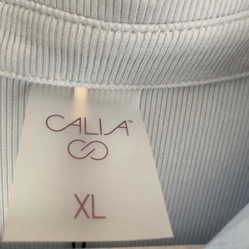 CALIA Womens Rib Short Sleeve Polo Shirt Light Blue XL WCG11060F NEW - Picture 2 of 7
