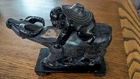 20th Chinese Black Jade Carved Boy On Water Buffalo With Stand  Heavy-Incredible
