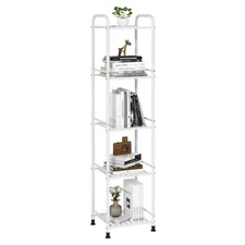 5 Tier Narrow Bathroom Shelving Unit, Kitchen Storage Rack Organizer Metal Co...