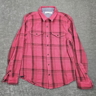 Outerknown Blanket Shirt Mens Medium Pink Plaid Flannel Long Sleeve Button Front