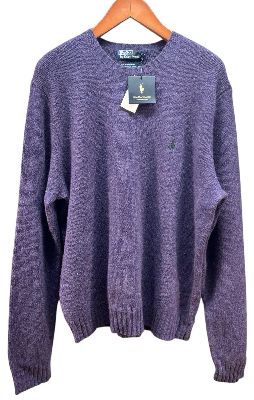 NEW Vtg Polo Ralph Lauren Sweater Men XL Wool Angora Rabbit Hair Purple