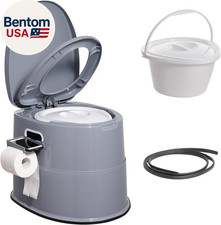RV Toilet for Camping, Portable Toilet with 1.3 Gal Detachable Inner Bucket  Re