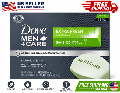 Dove Men+Care Bar 3 in 1 Cleanser for Body, Face, Shaving Extra Fresh 14 Bars