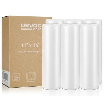 Wevac Vacuum Sealer Bags 11x16' Rolls 6 pack for Food Saver, Seal a Meal, Weston