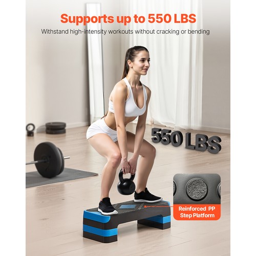 Aerobic Exercise Step Platform Height Adjustable Workout Fitness Stepper 4 Riser - 第 2/17 張圖片