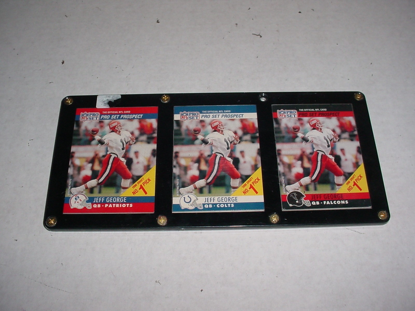 Jeff George 1990 Pro Set Falcons, Colts, Patriots 3 Card Set Promos
