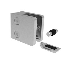 Glasklemme Edelstahl V2A 45x45mm eckig Glashalter Anschluss 42.4mm