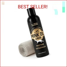 Eagle Mink Oil Liquid Leather Conditioner 8oz with Cloth Softens, Waterproofs