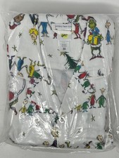Pottery Barn Kids Adult Grinch Flannel Pajama 2PC Set Size MEDIUM Multi NWOT TN