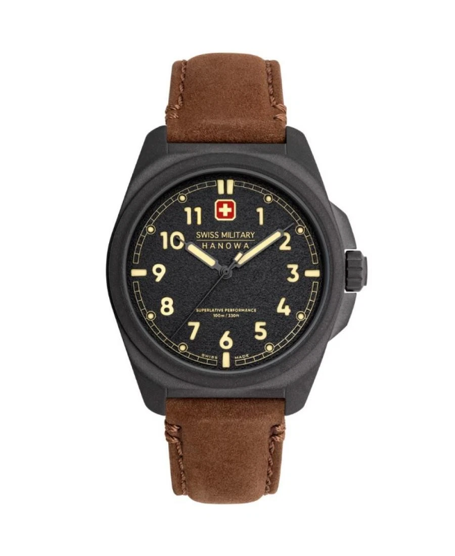Swiss Military Hanowa Orologio Da Uomo Al Quarzo 32017669 - Quadrante Blu, Cinturino In Pelle, Cassa Acciaio 42mm, Vetro Zaffiro, 10 ATM