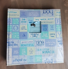Baby Boy Photo Album with bootie charm Holds 200 photos 4x6  
