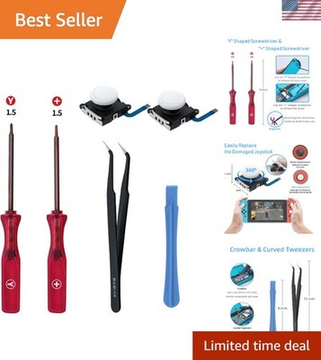 High-Quality White Joystick for Nintendo Switch with Screwdriver & Pry Tool