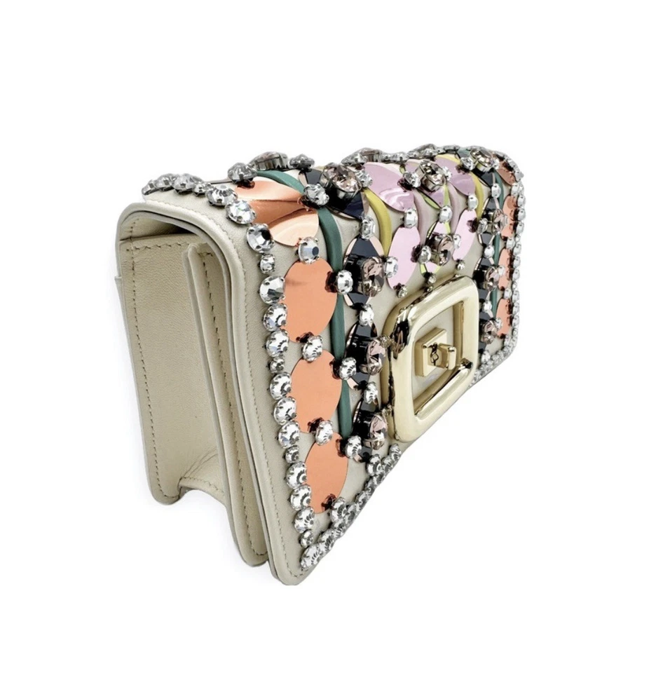 Auténtico Bolso Clutch Bandolera Roger Vivier Crema Cuero Blanco Choc Disco Mini 2 Vías Foto 4 de 4