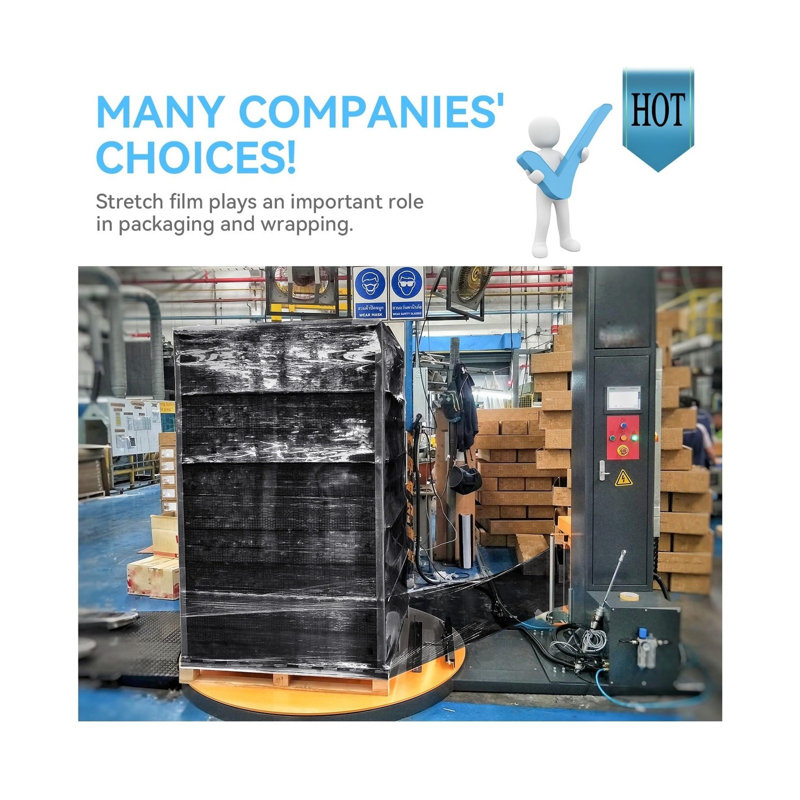 18" x 1500' Black Plastic Shrink Wrap Roll - 80 Gauge, 500% Stretch... Fast Ship