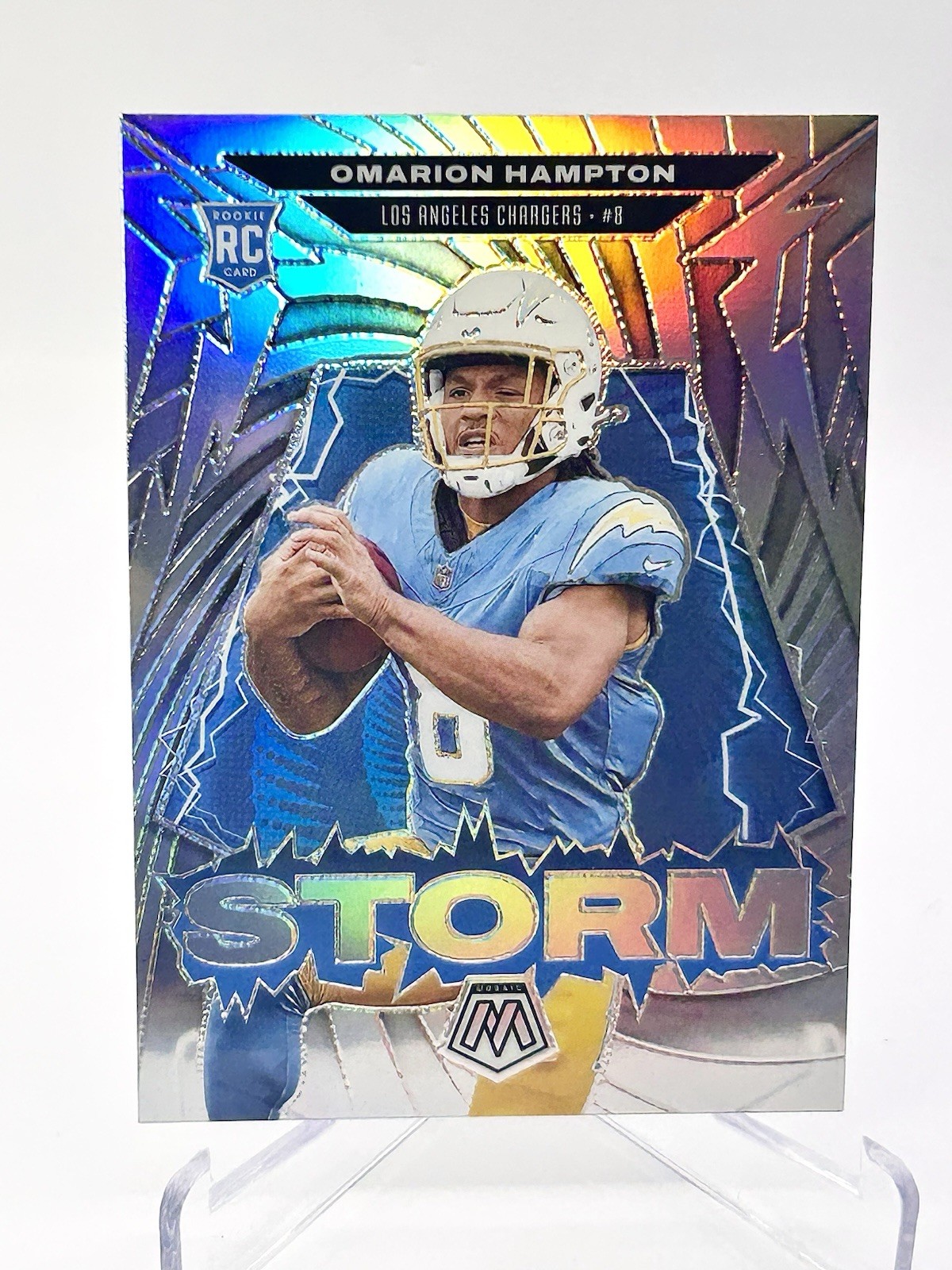 Omarion Hampton - 2025 Panini Mosaic Storm Silver Prizm RC #14