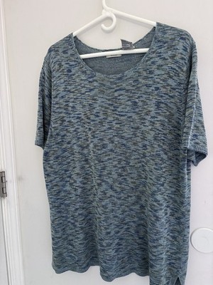 White Stag Lightweight Summer Sweater Variegated Blue Gray Shirt Sleeve 18-20W
